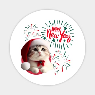 Cute Cat Happy New Year ,Brafdesign Magnet